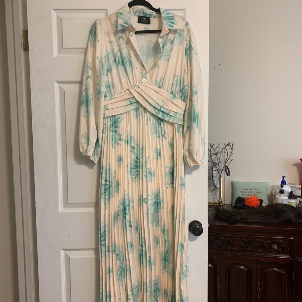 Cream and Green Maxi dress